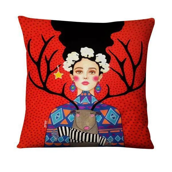 Home Daily Character Painted Linen Pillowcase - Bellarte Enchanté Home Daily Character Painted Linen Pillowcase
